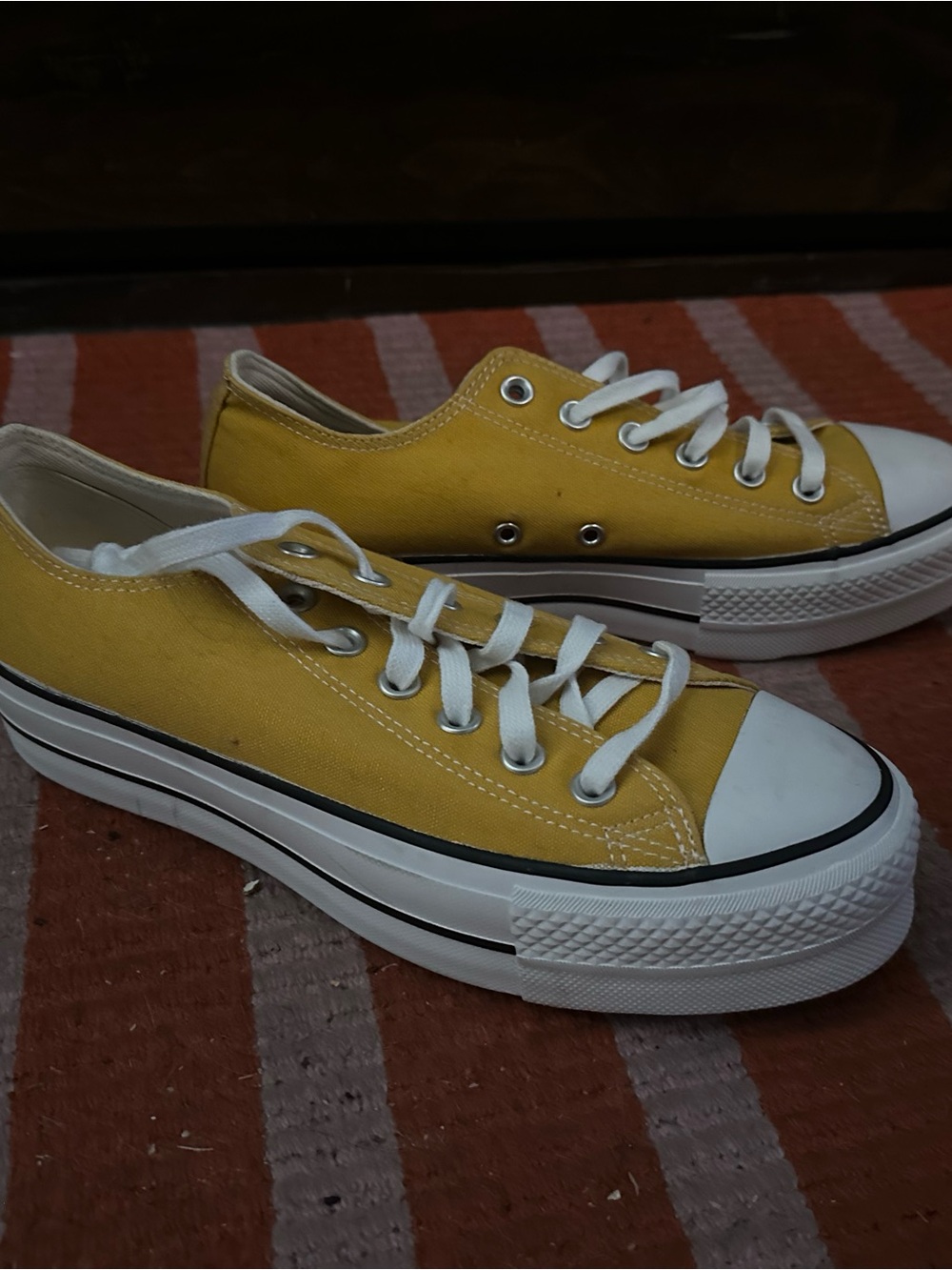 Converse Yellow Low Top Platform Sneakers